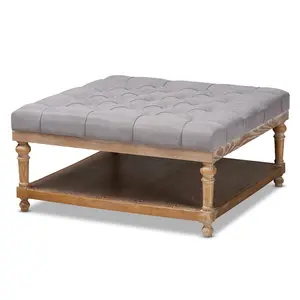 Baxton Studio Kelly Rustic Ottoman, Greywashed