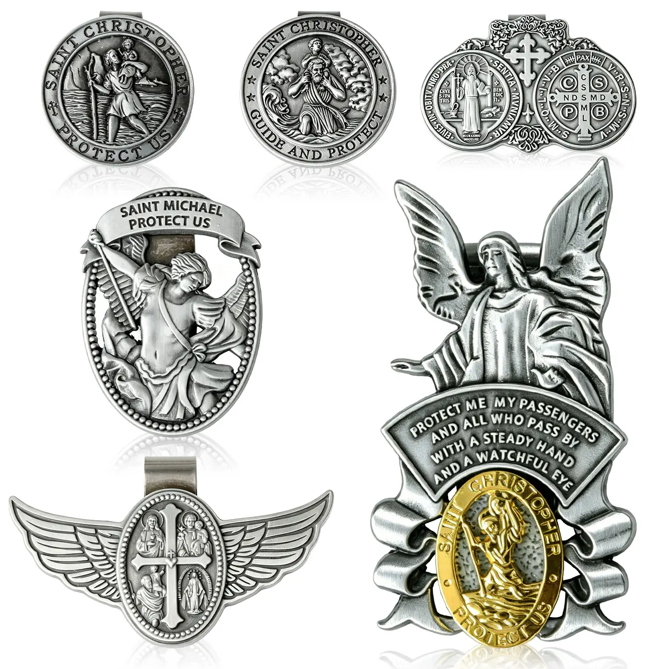 St Christopher Guardian Angel Visor Clip, Catholic Fashion Accessory Gift for Loved Ones, Drivers