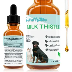 ProFluffyBio Milk Thistle for Dogs - Liver & Kidney Support, Natural Detox & Hepatic Health, with Wild Alaskan Salmon Oil & Curcumin, Omega 3 and Silymarins - Veterinarian-Formulated Herbal Supplement 2 Oz