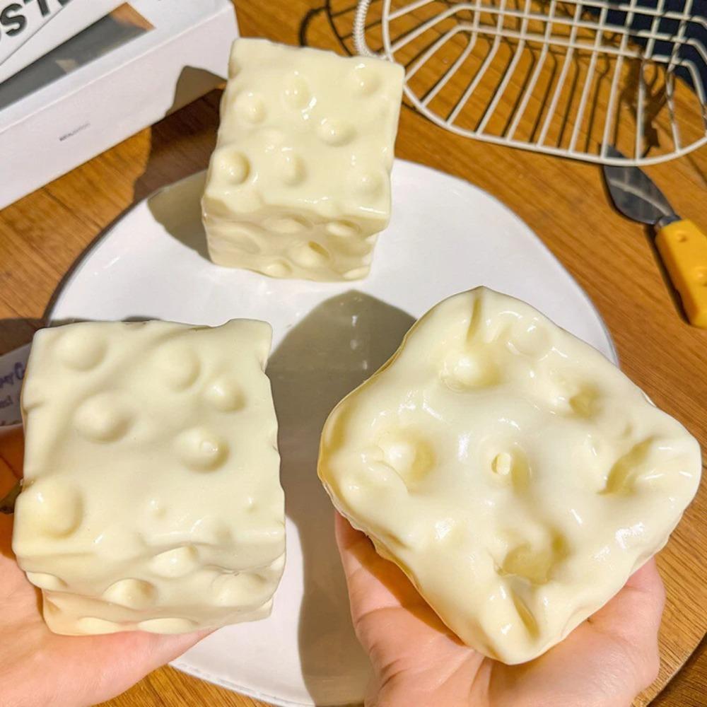 Handmade Coconut Oil Cheese Moldable Squishy, Non-Rebound Pinch Stress Relief Fidget Toy, Plastic Decompression Ball