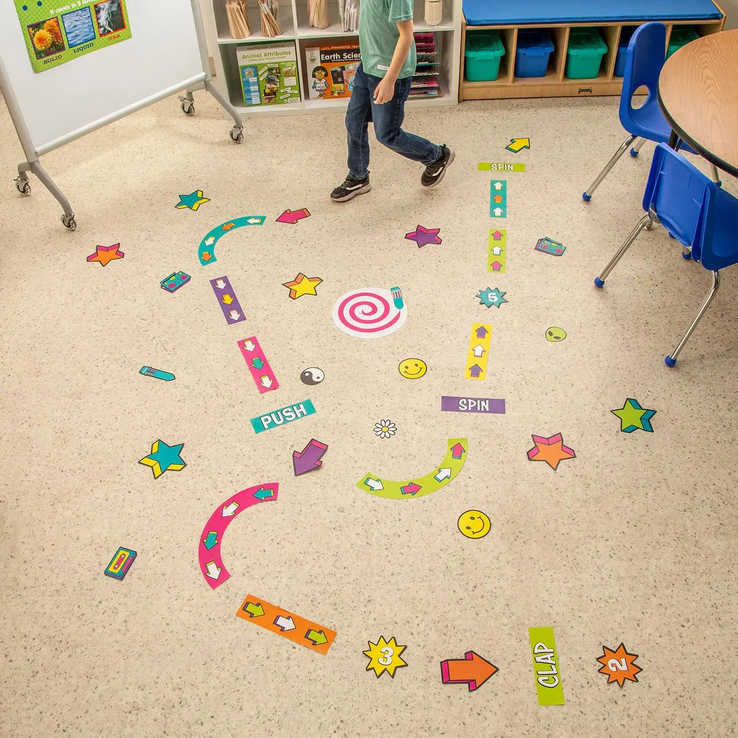 90s Theme Sensory Pathway Floor Decals - 66 Pc.