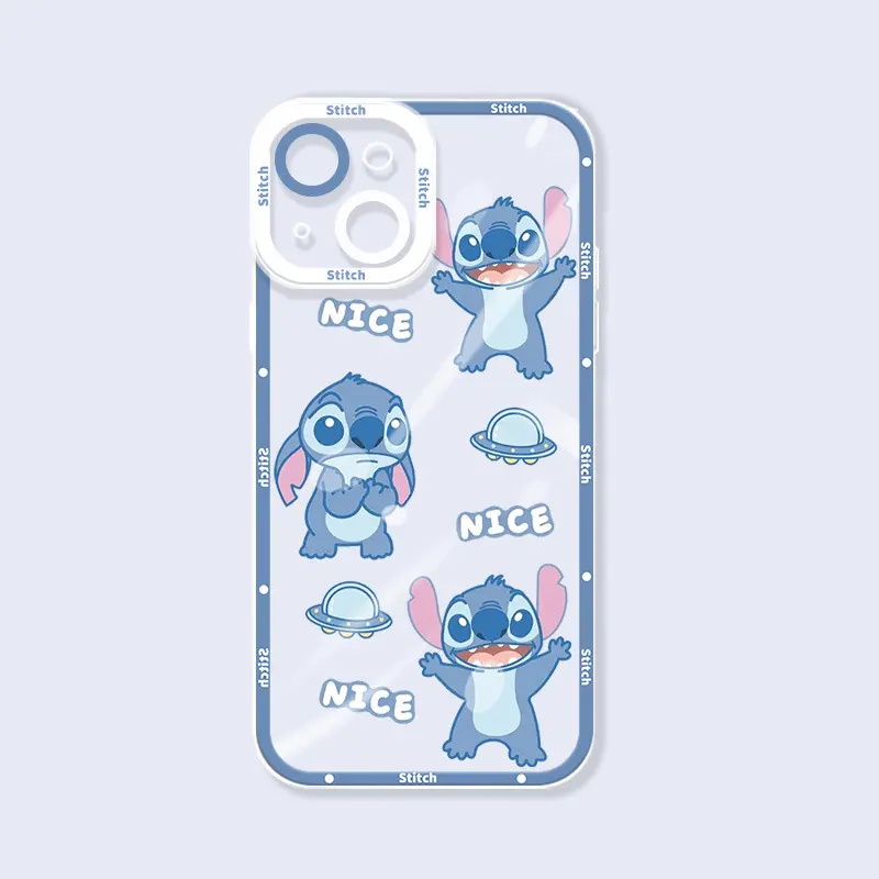 Disney Stitch Transparent iPhone Case Flexible TPU Bumper With Raised Edges For Camera And Screen Protection