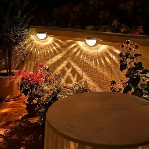 2 pieces of semi-circular fence lights, solar fence lights, solar wall lights, solar wall hanging lights, outdoor waterproof fence, deck garden, garage ladder lighting