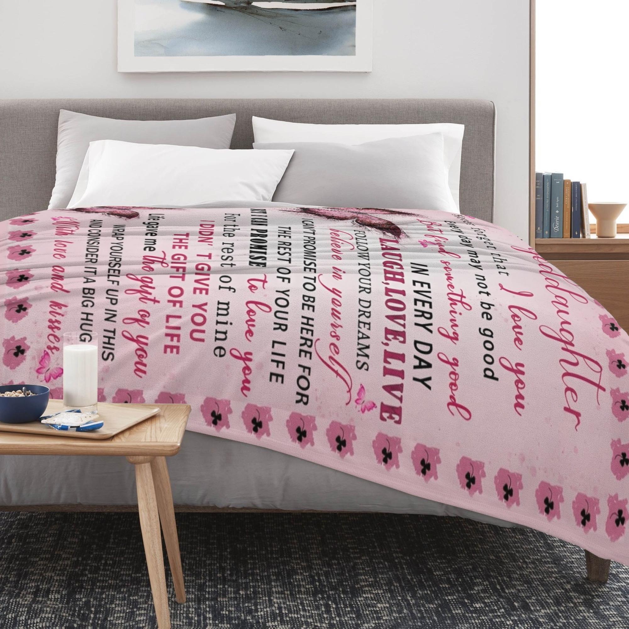 Goddaughter Blanket from Godmother, Goddaughter Gifts from Godmother, God Daughter Gift for Birthday, Graduation, Christmas, Soft  Throw Blanket, Pink Butterfly, 60"x50" cooling