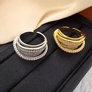 Perfect Gift for Her! Sparkling Zircon Layered Open Ring  | 18K Gold/Silver Plated Adjustable Luxury Statement Ring, Must-Have Fashion Jewelry 2026, Ideal Gift for Valentine's Day, Birthday, Mother's Day & More