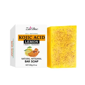 ZaiDoc Turmeric Lemon Kojic Acid Soap, Natural Artisanal Bar Soap for Skin Care