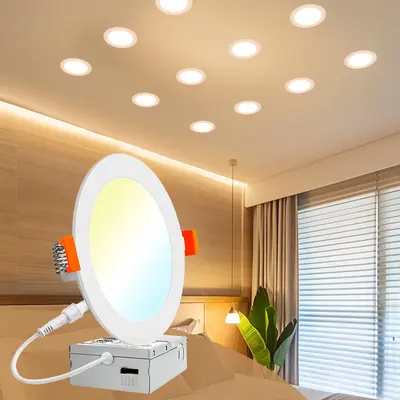 12-Pack 4 Inch LED Recessed Lights – 12W (110W Eqv), 1050LM, Dimmable With Remote, 5 CCT Selectable 2700K-6500K, IC Rated, ETL – Ultra-Slim Canless Ceiling Lights