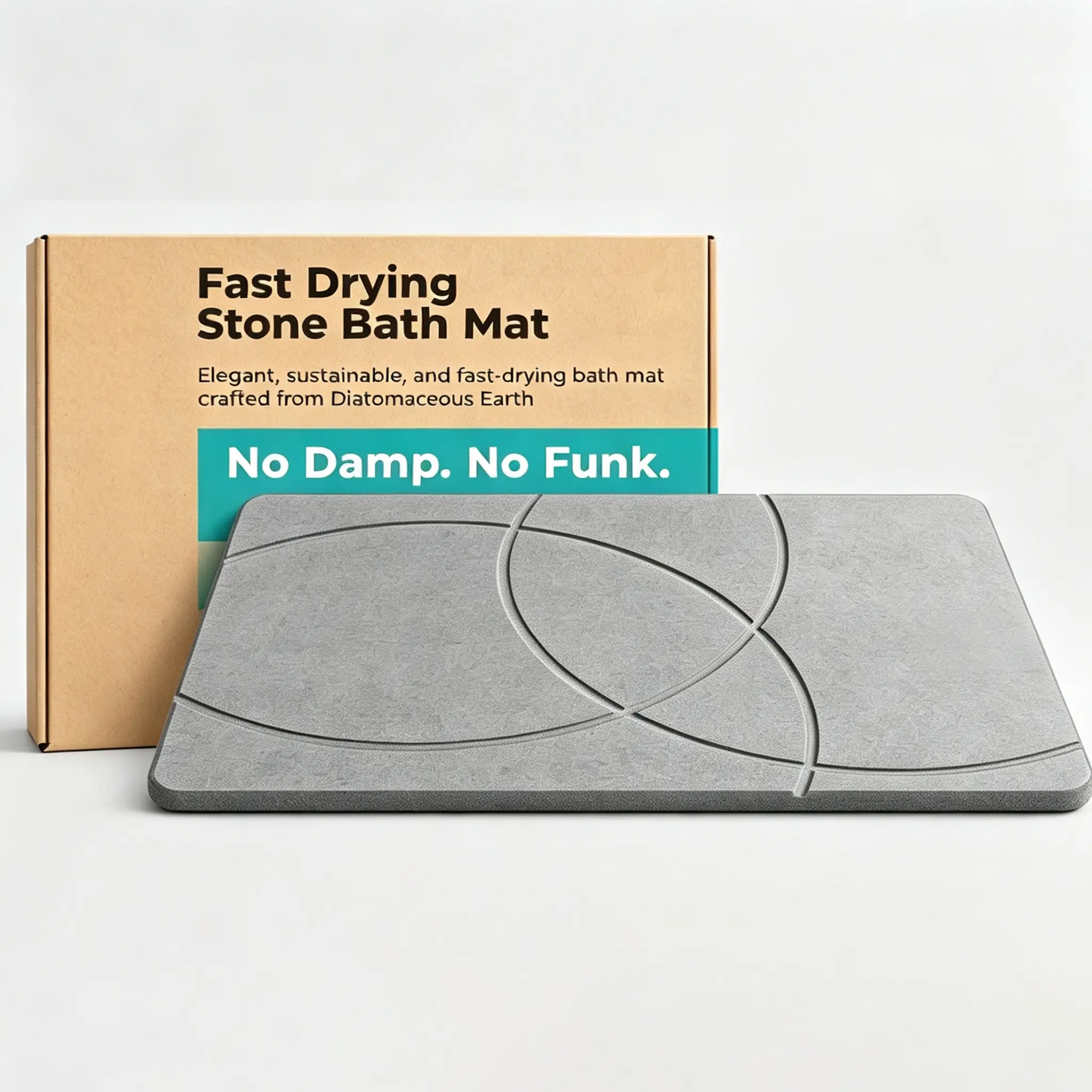 23.5"×15" Diatomite Stone Bath Mat, Non-Slip Super Absorbent Quick Dry Diatomaceous Earth Shower Rug for Bathroom Floor