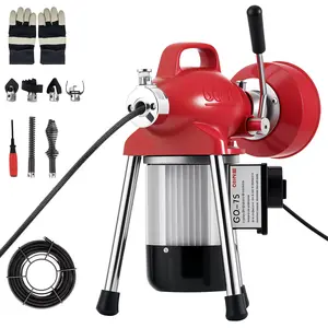 500W Electric Drain Cleaning Machine – Heavy Duty Auto-Feed Sewer Snake Auger – 66FT & 16FT Cables – 6 Interchangeable Cutters – Portable Pipe Cleaner for 3/4"-4" Pipes, Drain & Toilet, Industrial Use