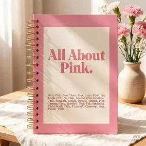 Fashionable Pink Spiral Notebook - Hardcover Diary, Women's Aesthetic Office Supplies, Daily Desktop Accessories
