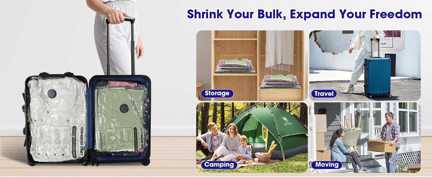 【2026 Upgraded】X7 Cordless Travel Vacuum Storage Compression Bag Set with Rechargeable air Pump 9/15 Pack Waterproof & Reusable Compression Packing Bags for 3 Size,140L/Min Powerful Air Removal,Perfect for Carry-On Suitcases Mother’s Day Gift Idea