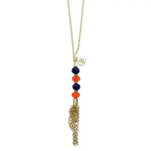 The Mimi Necklace - Orange + Navy