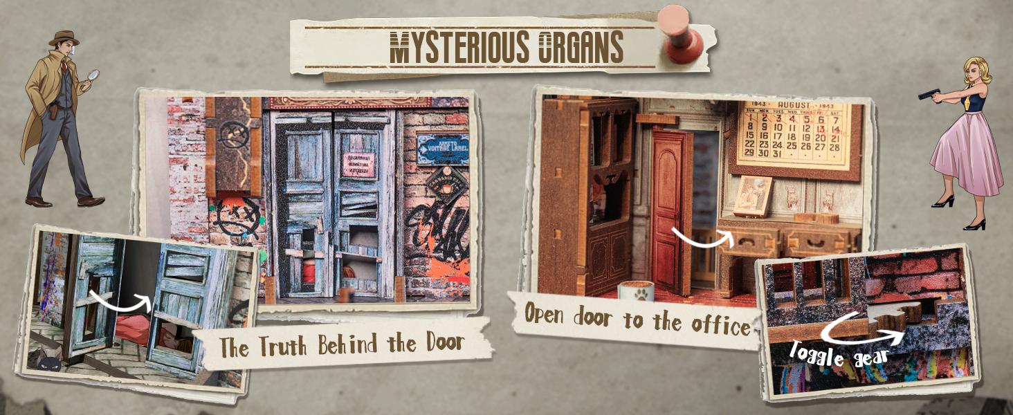 The Long Goodbye DIY Book Nook Kit, Detective Theme 3D Wooden Puzzle with Built-in LED Light, Puzzle-Solving Elements, Fun Stress Relief Assembly for Adults Teens, Exquisite Gift for Mystery Lovers Friends Family