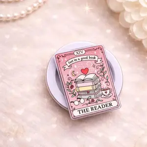 The Reader Tarot Card MagSafe Phone Grip, Pink Bookish Aesthetic Pop Socket, Lost in a Good Book Kindle Holder, Cute Reader Gift Magnetic Stand