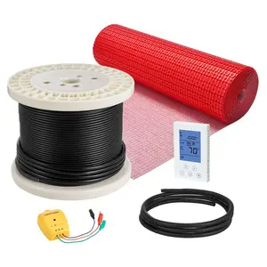 fathersdaygift VEVOR 100 sqft Floor Heating Mat System, 120V Electric Radiant Heated Floor System, with Decoupling Membrane Smart Control Thermostat Alarm, Easy Installation for Tile, Stone, Vinyl