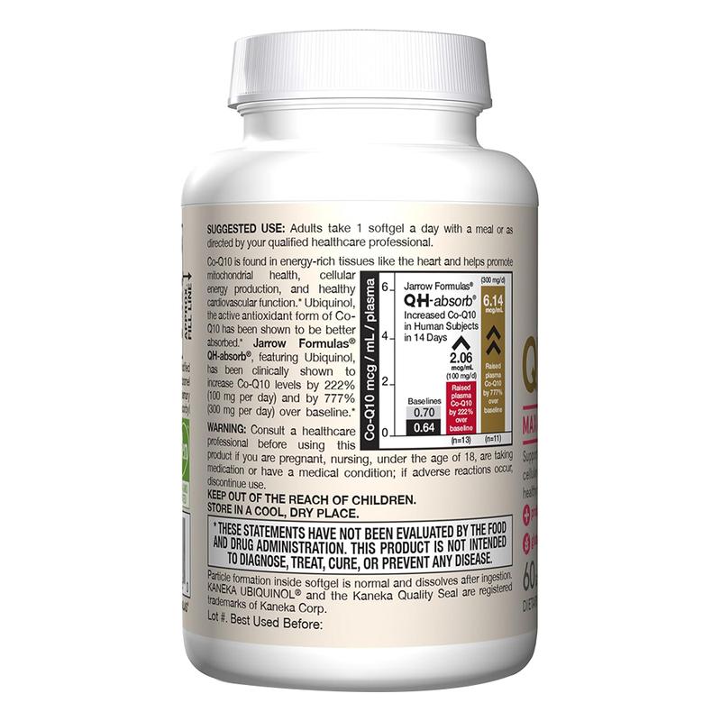 Jarrow Formulas CoQ10 200mg Softgels - 60 Day Supply, Ubiquinol Co Q 10 Supplement for Cardiovascular Health, 60 Softgels