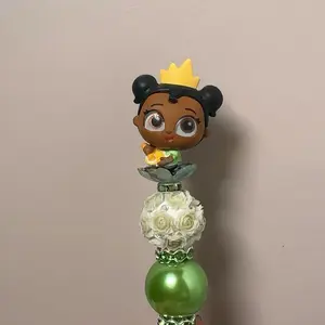 Princess Tiana Doorable Pen - Character Design with Crown, Includes Decorative Bases