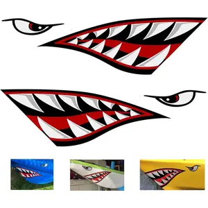 Shark Teeth Mouth Reflective Decals Graphics Sticker Fishing Boat Canoe Car Truck Kayak Decals Accessories,14.8 x 5.0 inches