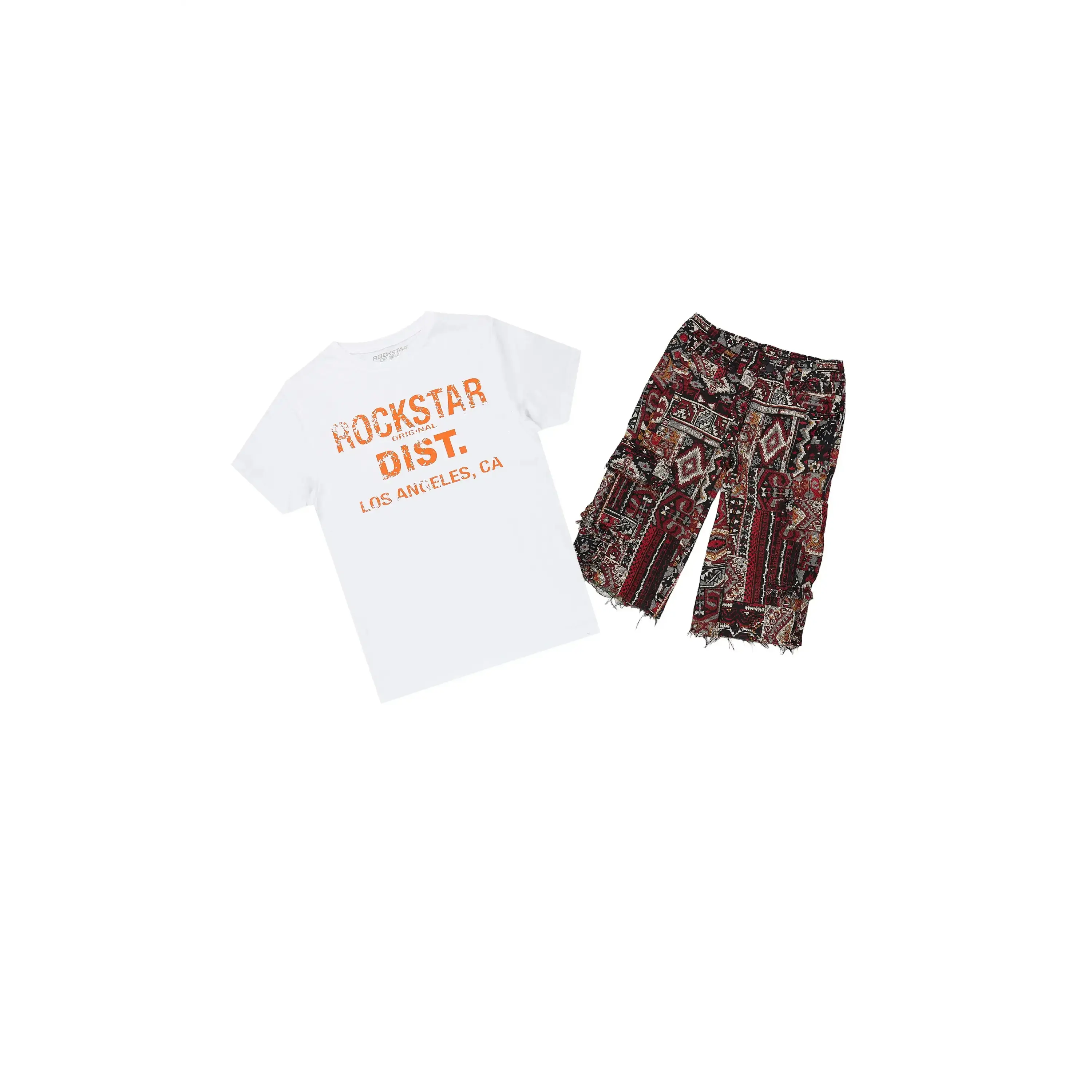 Boys Koen White/Multi T-Shirt Short Set