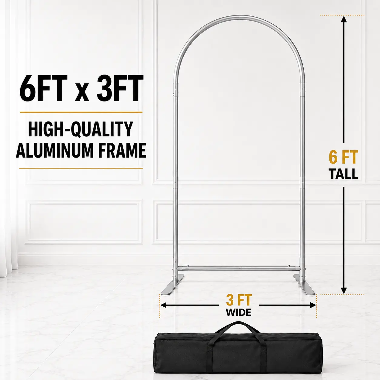 EPD 6FT × 3FT Aluminum Arch Backdrop Stand with Carry Bag | Reusable Event Frame for Weddings, Birthdays, Baby Showers, Anniversaries, Graduations, Photo Booths, Business Displays & Party Decor Flower Balloon