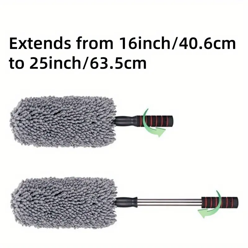 2 Pcs Microfiber Car Duster with Wear-resistant Plastic Handle, Stainless Steel Tube and Thickened Grip, Suitable for Home and Vehicle Dust Removal