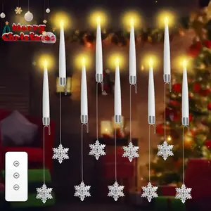 6/12pcs Christmas Tree Candle Lights with Remote Control, Battery Operated Flameless Cone Candles for Wreaths, Halloween & Xmas Decorations