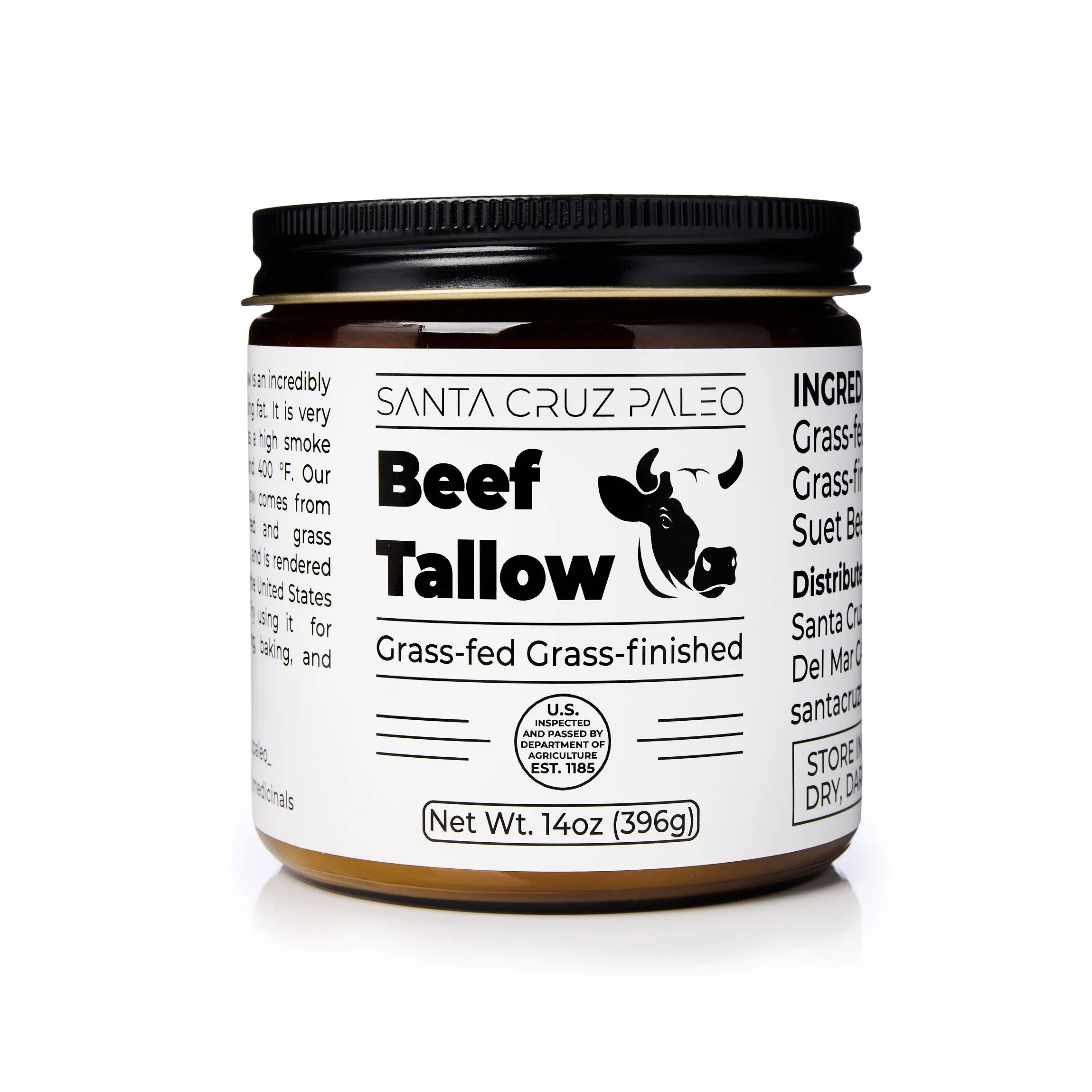 Santa Cruz Paleo Beef Tallow Jar for Cooking 14oz