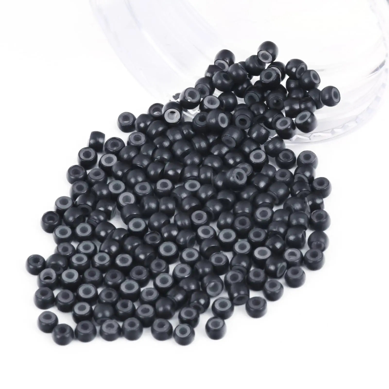 200Pcs 3mm Brown Color Silicone Lined Micro Ring Beads for Hair Extensions