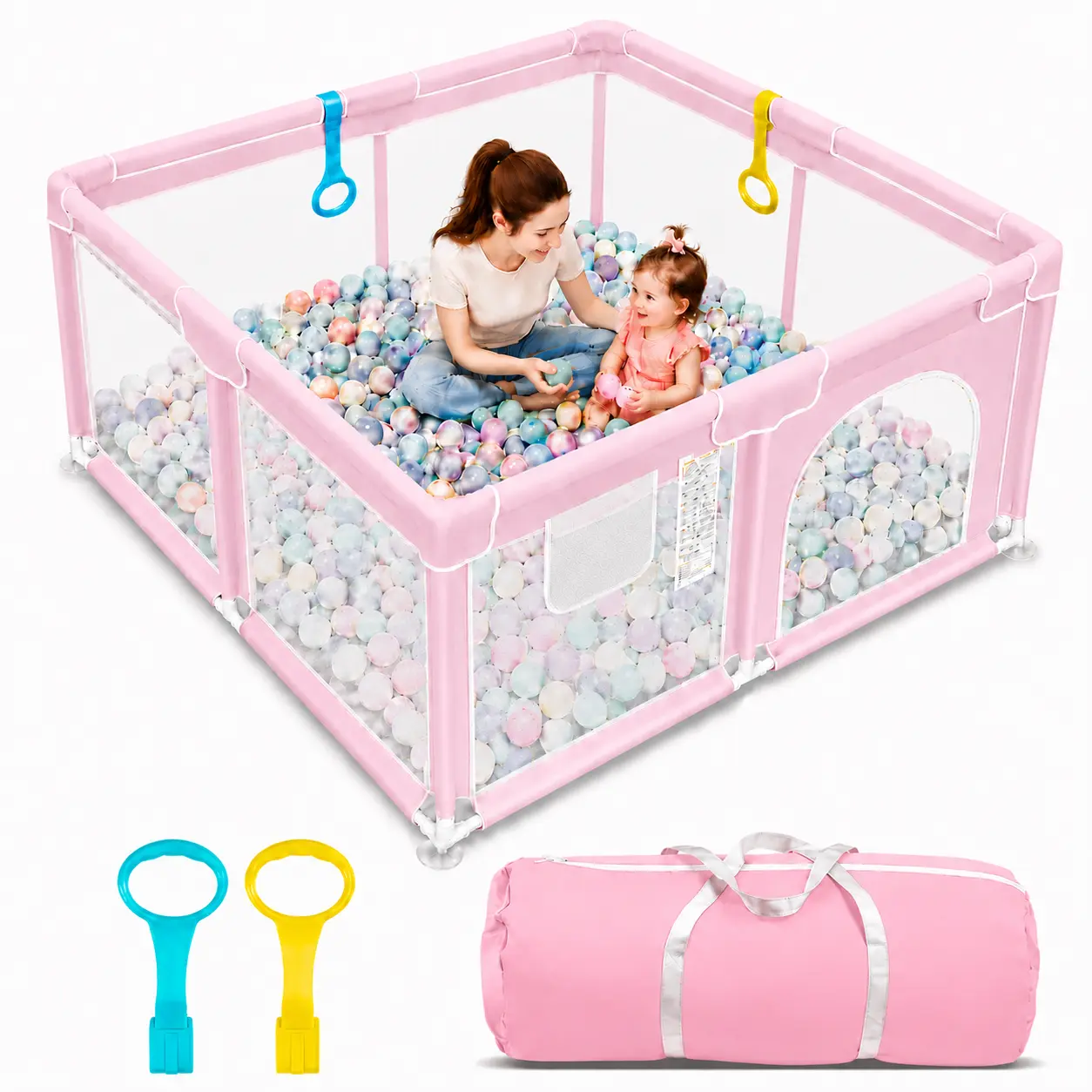 Durable Playpen for Babies - Portable Toddler Playpen with Soft Breathable Mesh, for Indoor and Outdoor Use