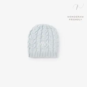 Pale Blue Horseshoe Cable Knit Baby Hat
