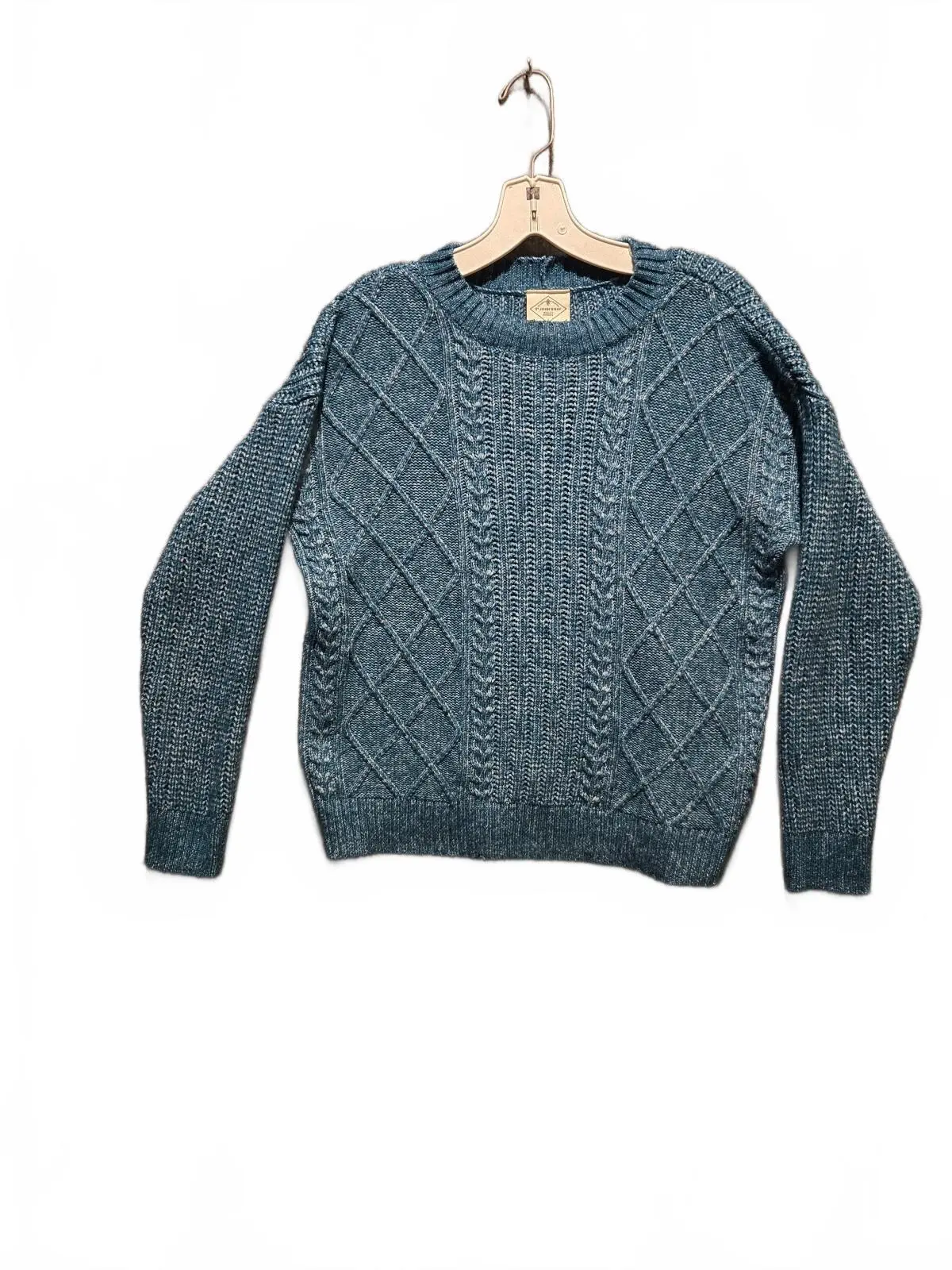 St. John's Bay Cable Knit Sweater Womens PS Petite Small Teal Blue Marled