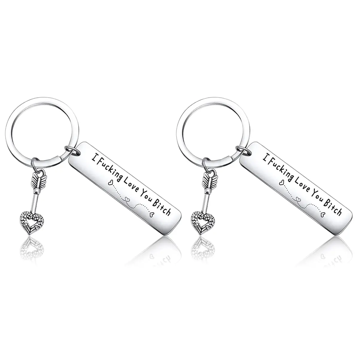 Personalized Stainless Steel Keychain for Women, Cute Engraved Charm with "I Fking Love You" Message, Universal Birthday Valentine's Gift for Best Friend, Multipack (1/2/3 Pcs), Keychain Charm, Universal Keychain