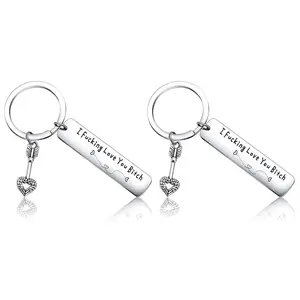 3/2/1 Pcs Best Friend Keychain for Women, Stainless Steel Key Chain Engrave I Fking Love You Bith Birthday Christmas Valentines Friendship Gift for Bestie Best Friends Female Bff