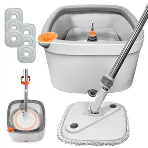 Spin Mop and Bucket Set with Clean and Dirty Water Separation System, Scalable Handle, High Absorbency, Versatile for Hard Floors & Windows - Cleaning