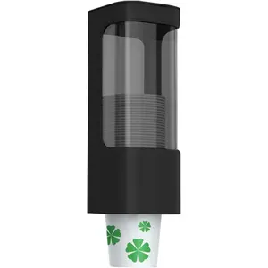 Cup Dispenser, Wall Mount Water Cooler Cup Holder Fit 3-5oz Small Cups, Pull Type Cups Holder for , Bathroom, Office , Adhesive Paste or Screw Install (Black)