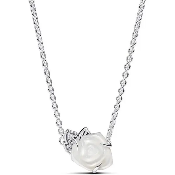Pandora White Rose in Bloom Collier Necklace 393206C01-45