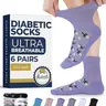 PEMBROOK Ultra Breathable Diabetic Socks for Women and Men  - 6-Pack Ankle Socks, Non-Binding Top, Ultra Stretchy, Smooth Toe for Neuropathy