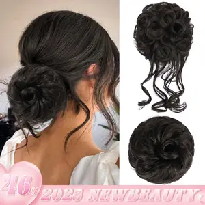 Vigorous Messy Bun Hair Piece for Women - 1PCS/2PCS Synthetic Hair Pieces with Tousled Updo Hair Buns & Wavy Curly Texture Scrunchies Chignon Ponytail  - Easy to Wear & Versatile for Daily Use