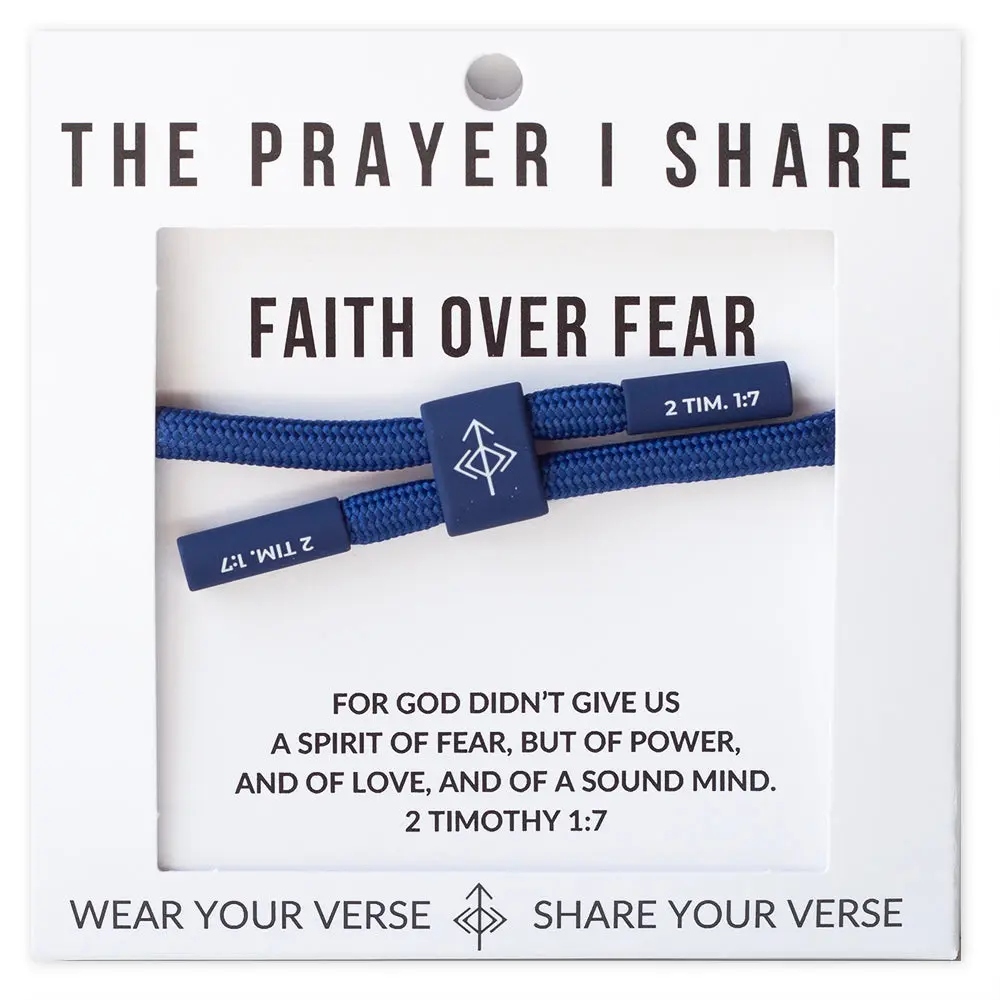 The Prayer I Share Faith Over Fear 2 Timothy 1:7 Bible Verse Bracelet Unisex Adjustable Waterproof Silicone Cord Jewelry