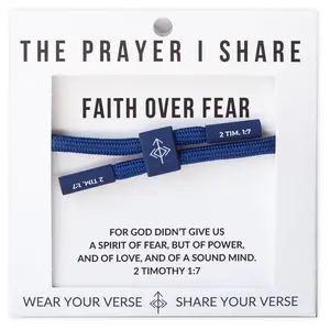 The Prayer I Share Faith Over Fear 2 Timothy 1:7 Bible Verse Bracelet Unisex Adjustable Waterproof Silicone Cord Jewelry