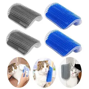 Cat Corner Self-Groomer, Multi-Layer Detachable Hair Removal Massager Brush, Sturdy Wall-Mounted Interactive Toy for Cat Grooming & Itch Relief, Deshedding Tool