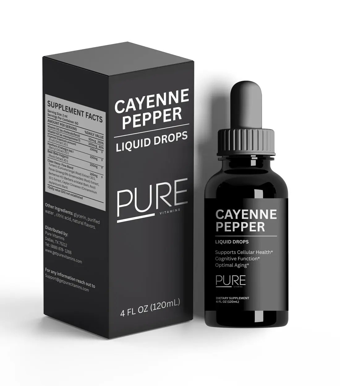 Pure Vitamins Cayenne Pepper Extract Liquid Drops - 4Fl Oz
