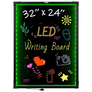 TikTokShopBlackFridayVEVOR LED Message Writing Board, 32"x24" Illuminated Erasable Lighted Chalkboard, Neon Effect Menu Sign Board, Drawing Board with 8 Fluorescent Chalk Markers and Remote Contro Tested toStandards