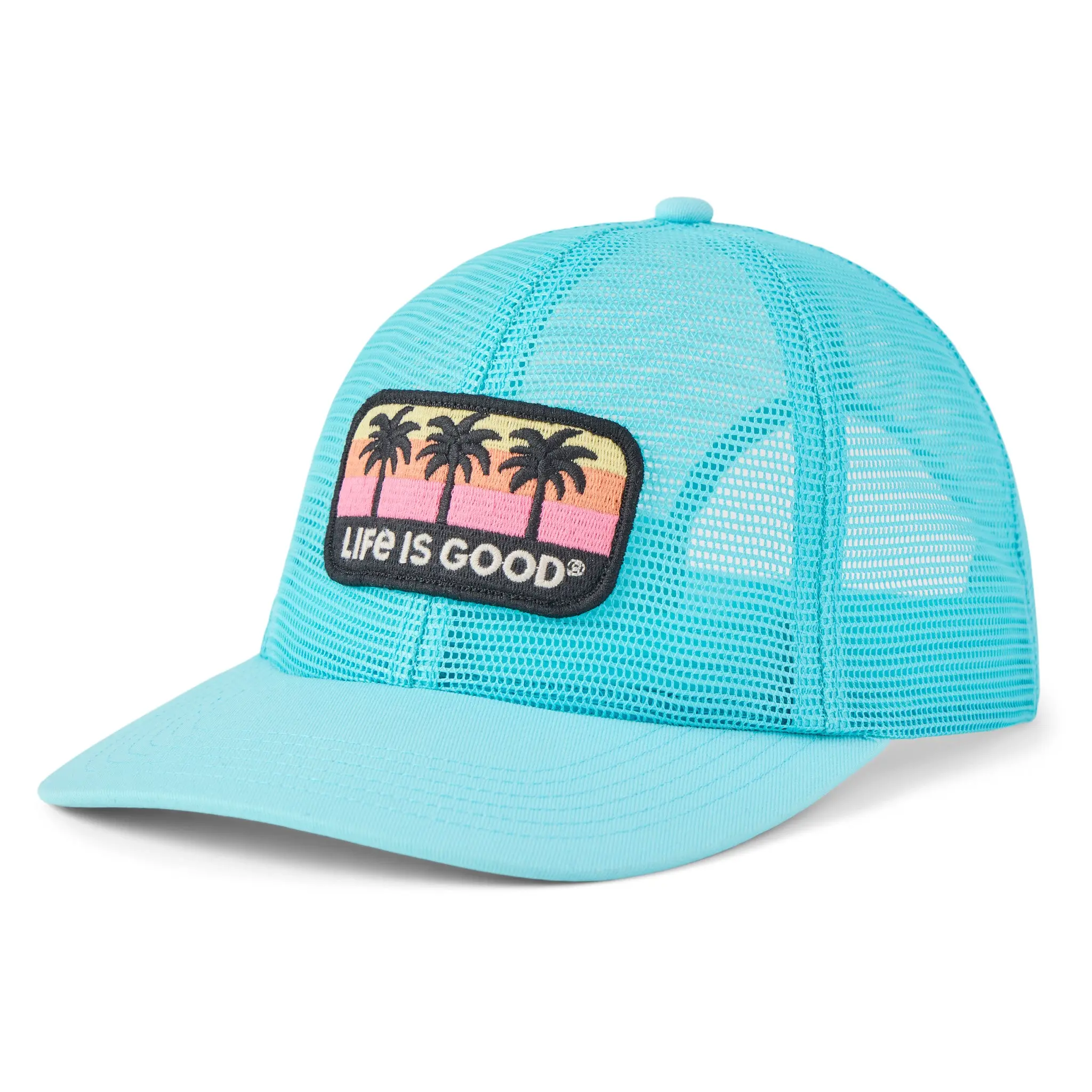 Adult Unisex Sunset Palm Stripe Mesh Top Trucker Hat