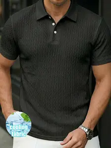 Men's Summer Cooling Fabric Diamond Jacquard Polo Shirt, Casual Textured Short Sleeve Golf Polo Breathable Quick Dry Waffle Knit Polo, Business Casual Old Money Style Top for Daily Wear This item is shipped no gift box included.