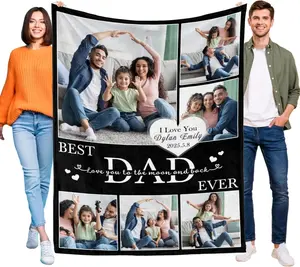Custom Blanket Fathers Day Personalized Gifts for Dad Customized Blankets and Throws with Photos Text Fleece Picture Blanket Birthday Gifts from Daughter Son Wife Dad