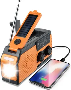 Emergency Solar Radio: 4-Way Charging + LED Flashlight + Phone Power Bank (IPX3 Waterproof)