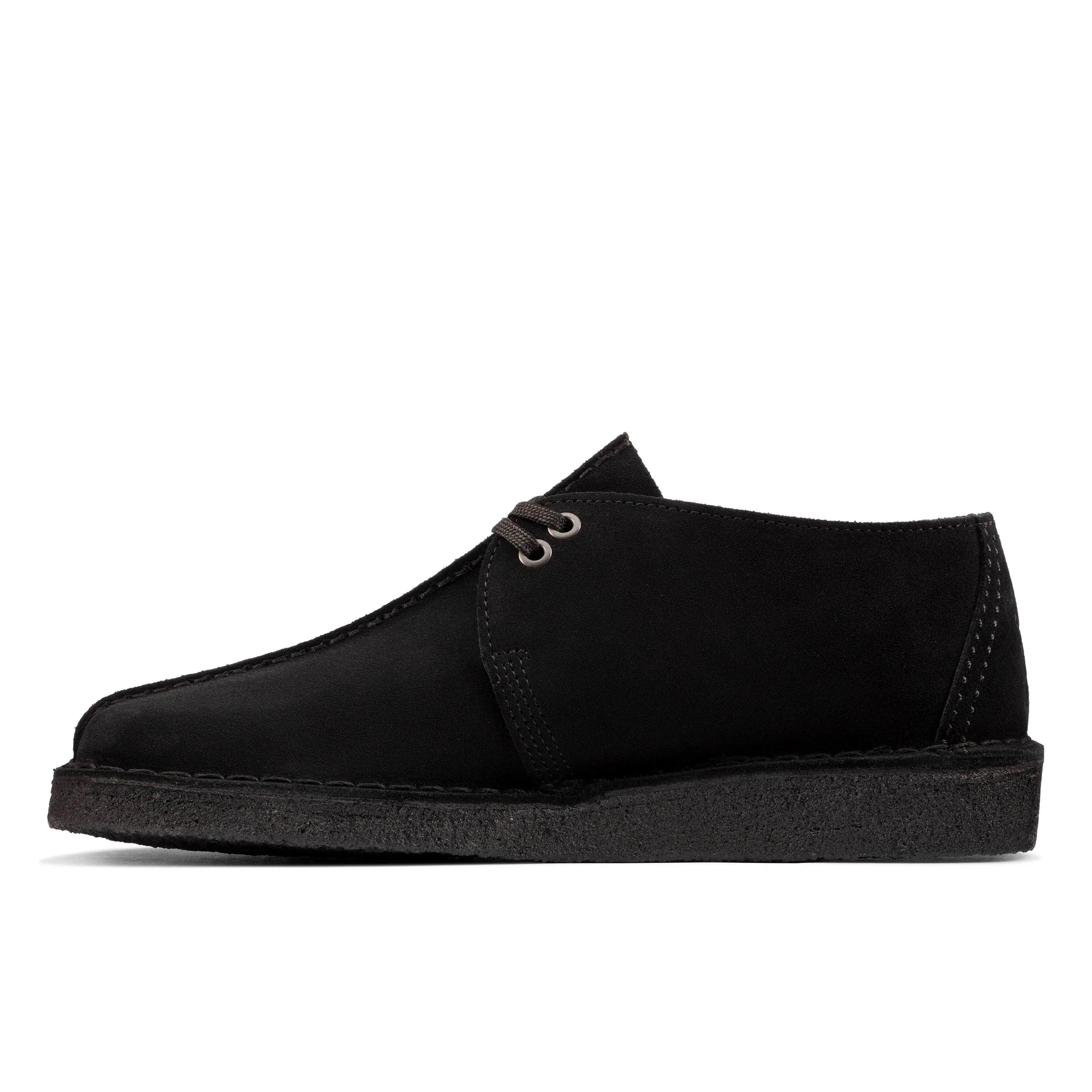 Men's Casual Walking Shoes in Black Suede, a Closed-Toe Design with Leather Lining, Crepe Sole, and Lace-Up Fasten, Walking Footwear