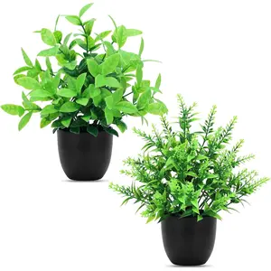 Fake Plants 2 Pack Mini Potted Plants Bathroom Accessories Small Artificial Greenery Decorations for Bathroom Office Home Room Kitchen Table Indoor