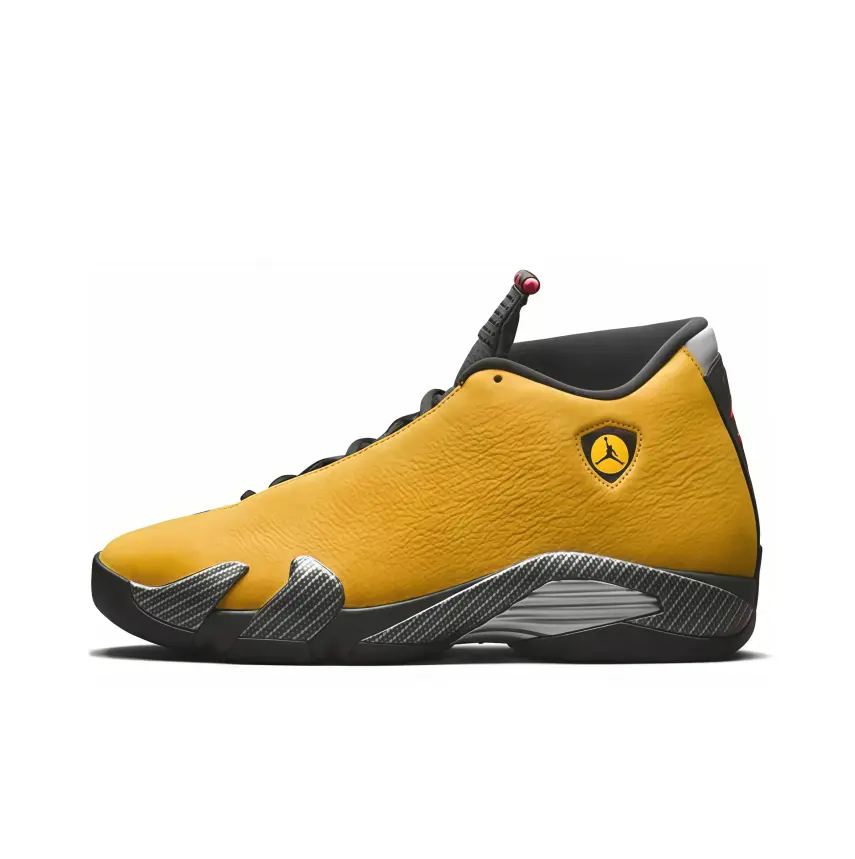 Yellow Black Mid Top Basketball Sneakers Textured Leather Cushioned Sole
